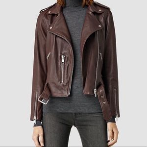 All Saints Gidley Biker in Oxblood